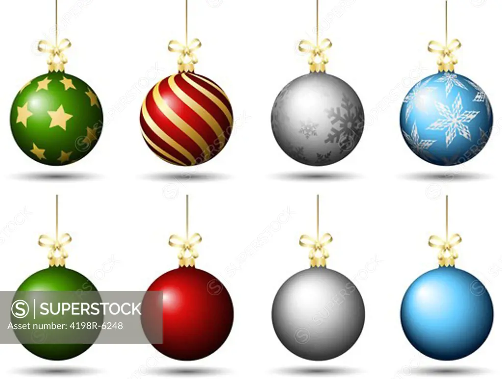 Collection of various different coloured baubles