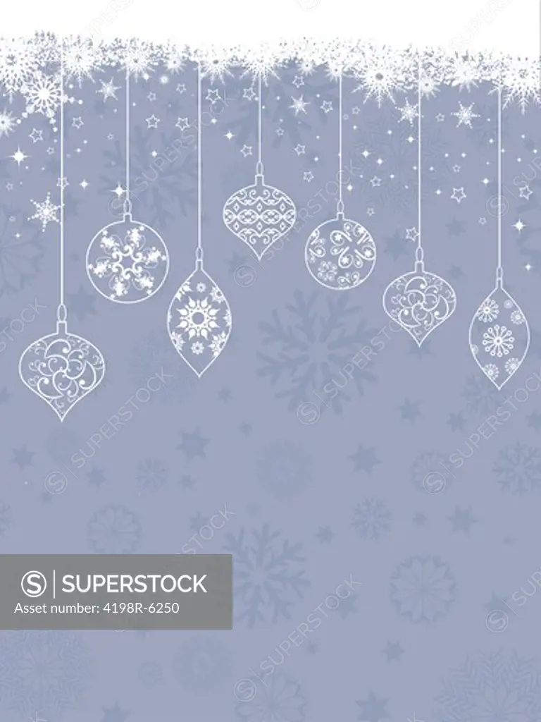 Christmas decorations on a snowflake background