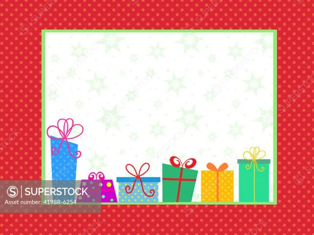 Christmas background with cute cartoon gifts