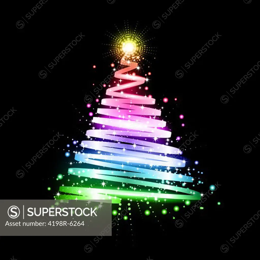 Colourful background with glowing style Christmas tree