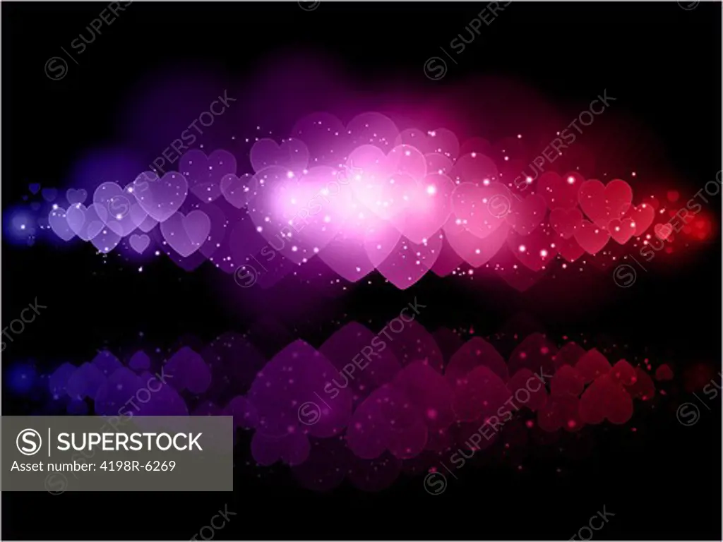 Decorative background of hearts in rainbow colours