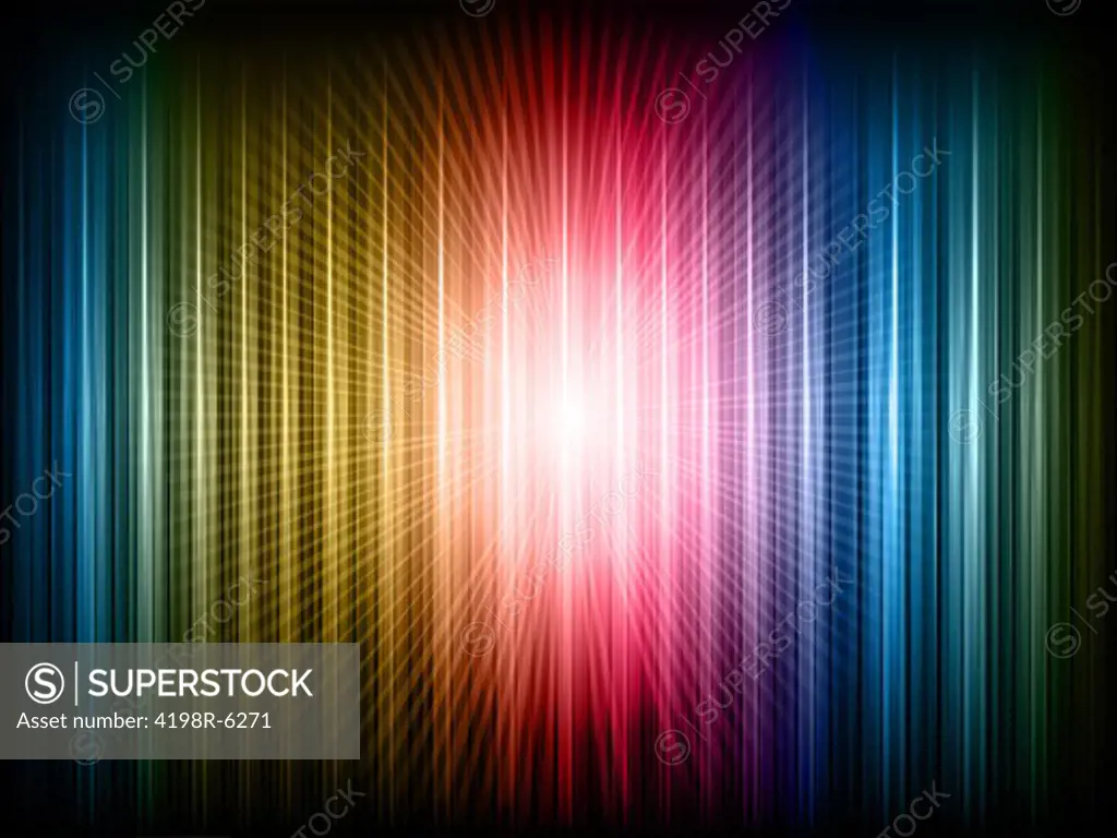 Abstract background of glowing lines in rainbow colours