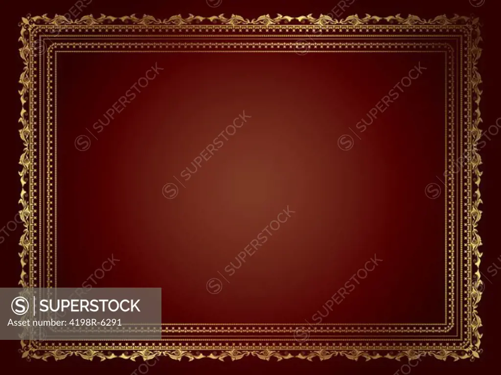 Decorative frame in metallic gold colours