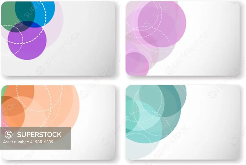 Collection of four different designs of gift cards