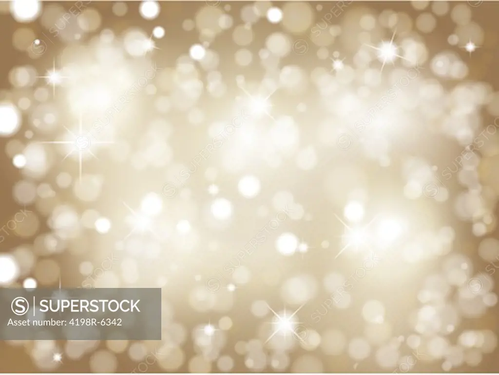 Christmas background of glittery stars and bokeh lights
