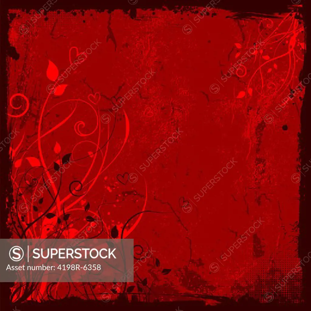 Valentines Day themed floral design on a detailed grunge background