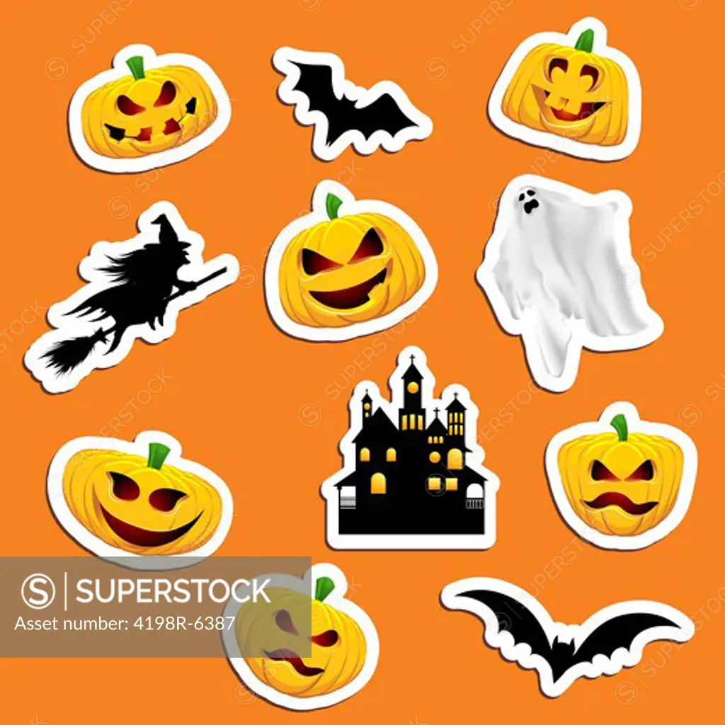 Large collection of Halloween themed stickers