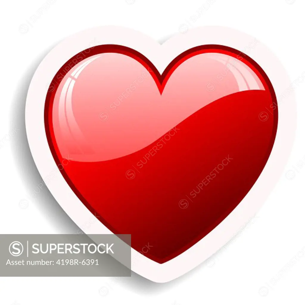 Glossy red heart icon with drop shadow