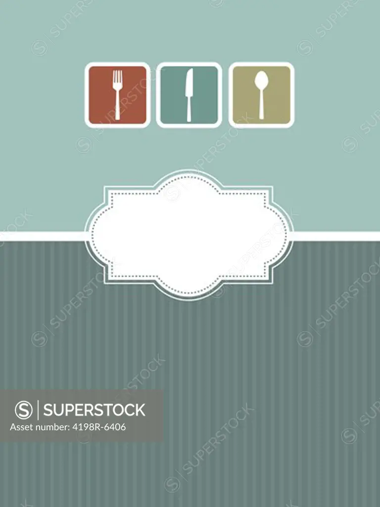 Menu design with silhouettes of a knife, fork and spoon