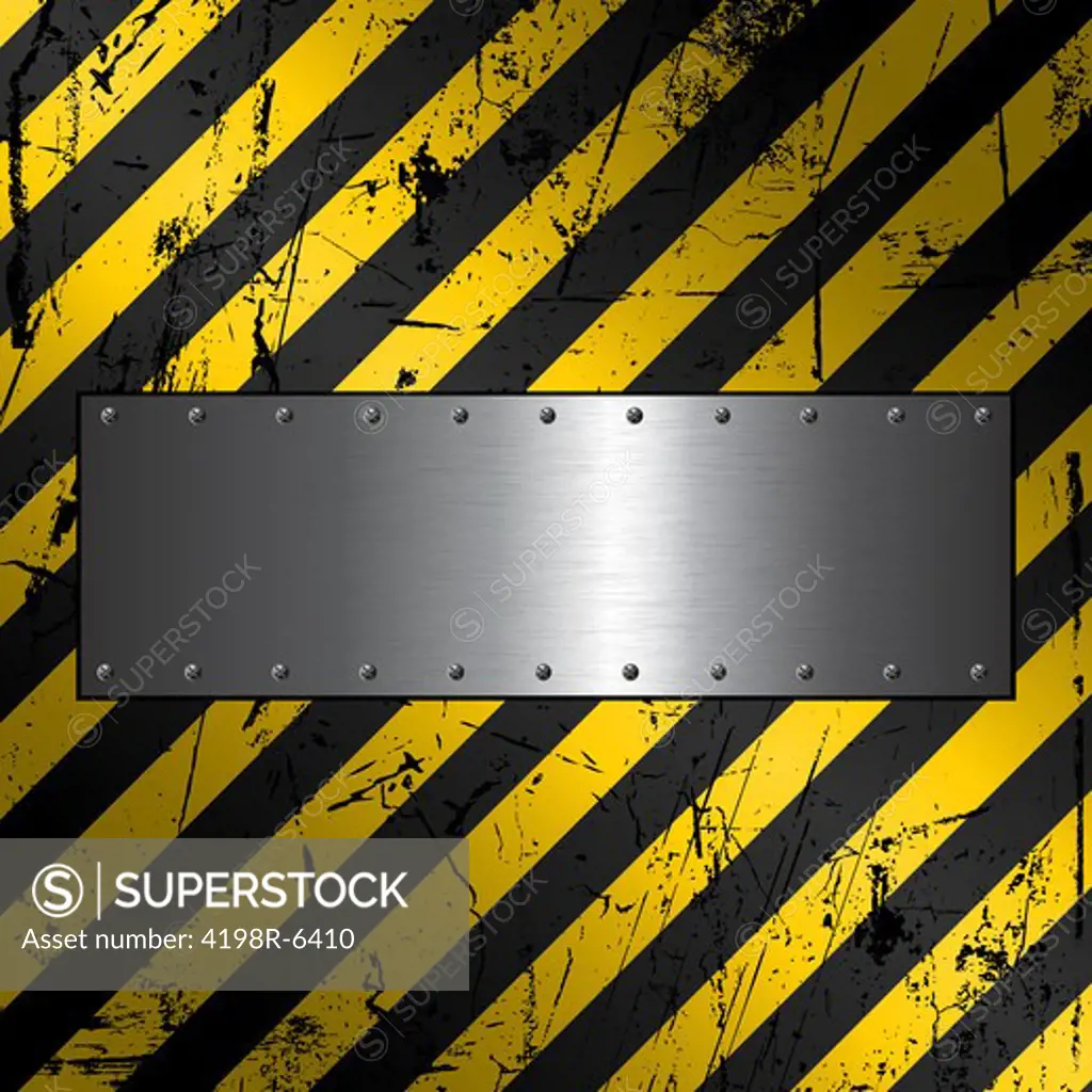 Metal plate on a textured grunge construction background