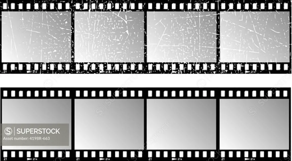 Film strips - one with grunge texture