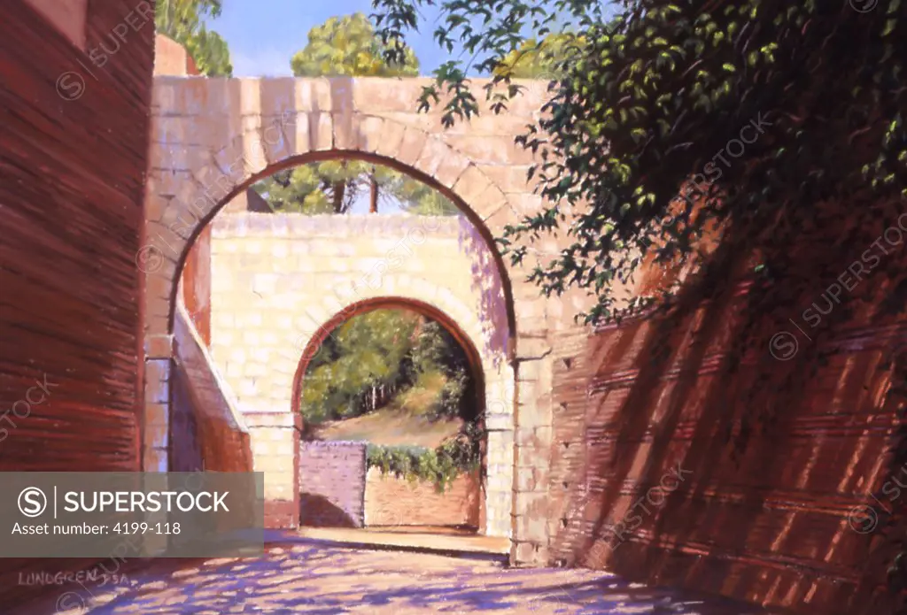 Alhambra arches, painting