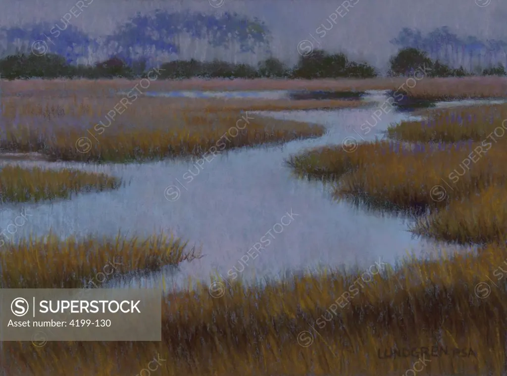 Winter marsh, painting