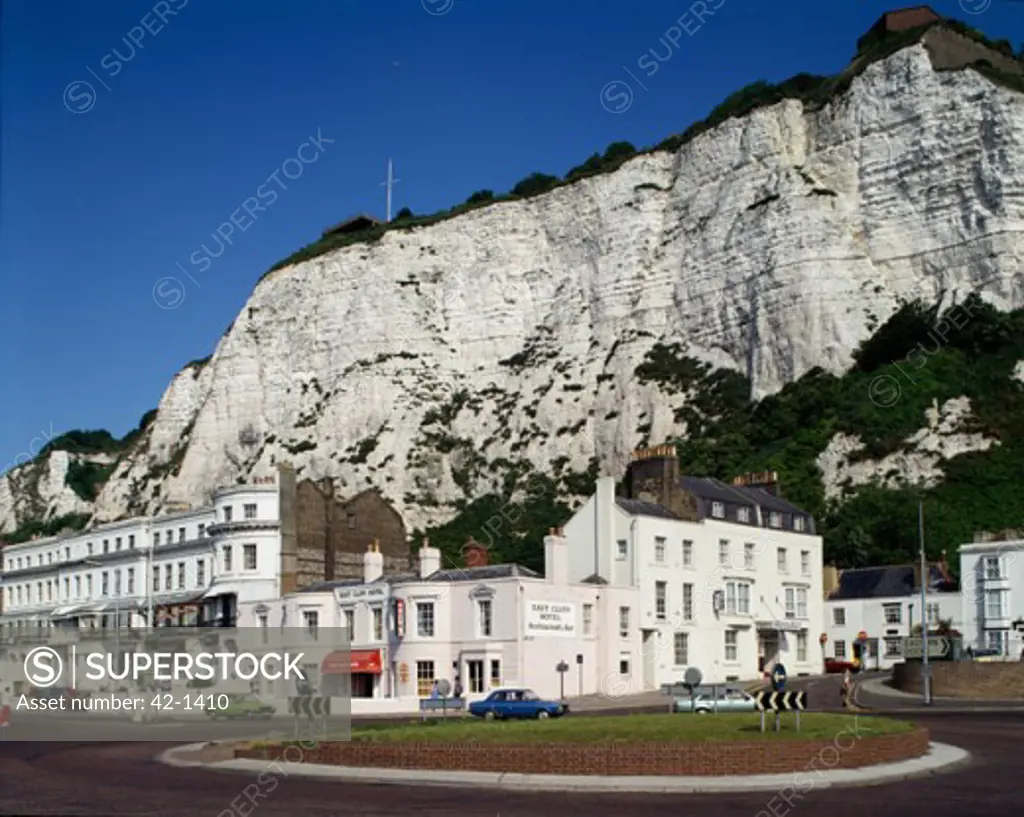Buildings along a cliff, White Cliffs of Dover, Dover, Kent, England
