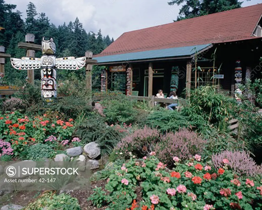 Garden in front of a restaurant, Stanley Park, Vancouver, British Columbia, Canada