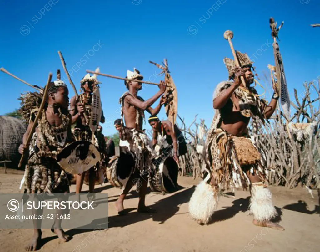 Group of people dancing, Zulus, South Africa
