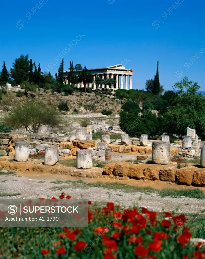 Old ruins of a temple, The Ancient Agora, Athens, Greece