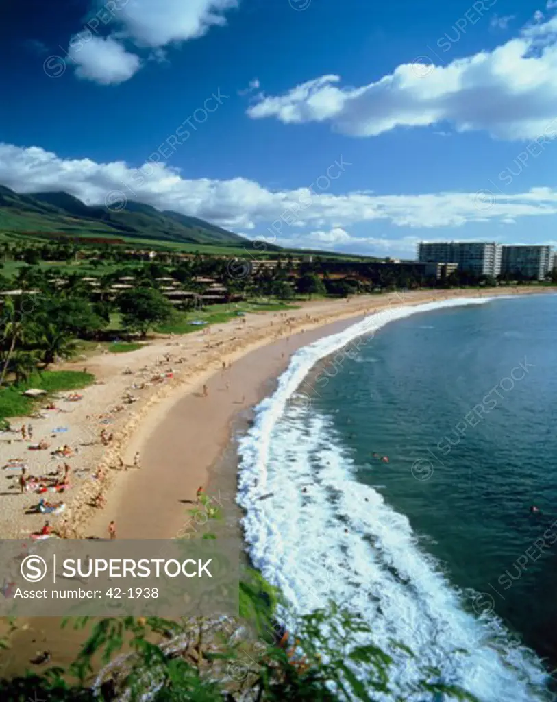 High angle view of a beach, Kaanapali Beach, Maui, Hawaii, USA