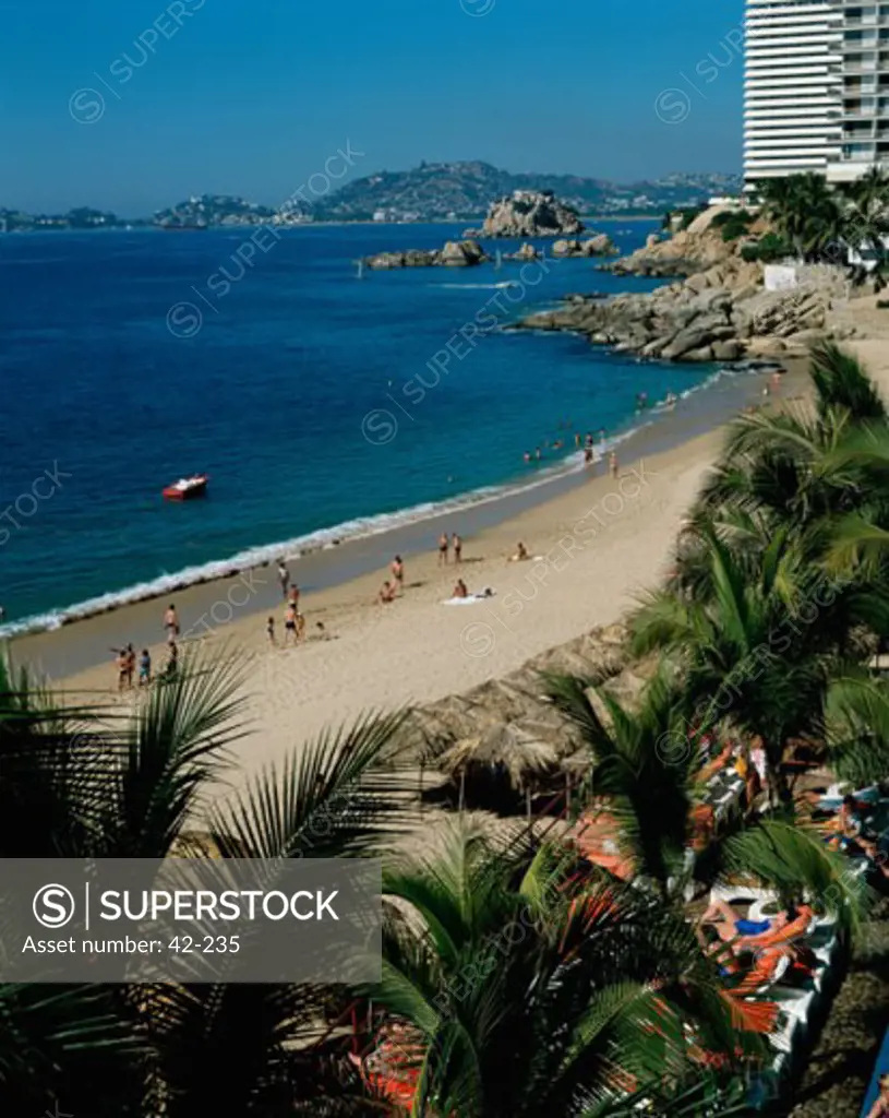 High angle view of a beach, Acapulco, Guerrero, Mexico