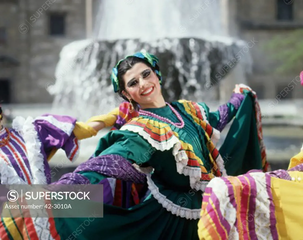 Portrait of a young woman dancing, Guadalajara, Jalisco, Mexico