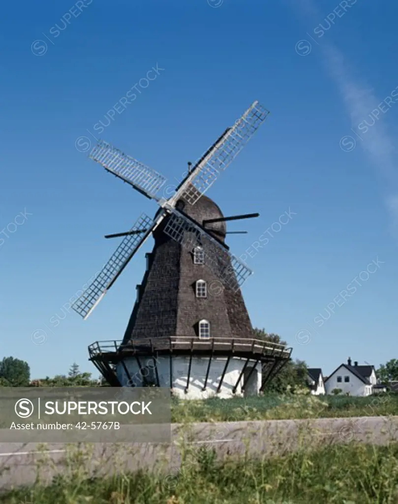 Traditional windmill in a field, Malmo, Sweden
