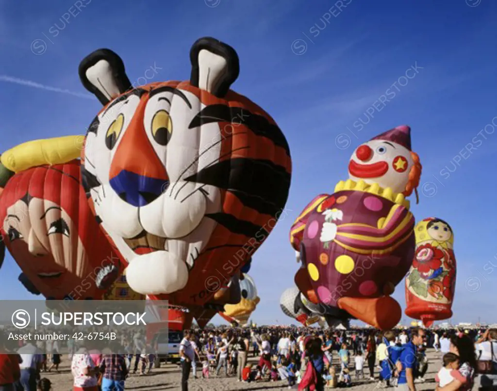 Crowd of people near hot air balloons, Albuquerque International Balloon Fiesta, Albuquerque, New Mexico, USA