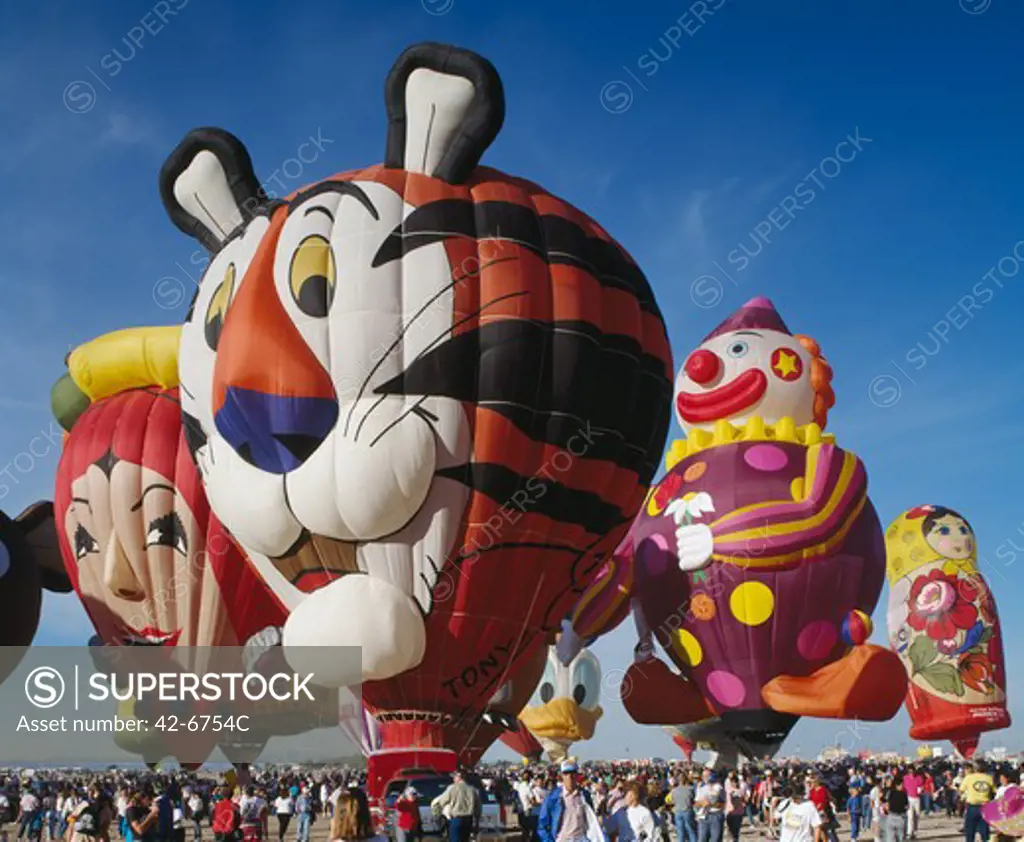 Crowd of people near hot air balloons, Albuquerque International Balloon Fiesta, Albuquerque, New Mexico, USA