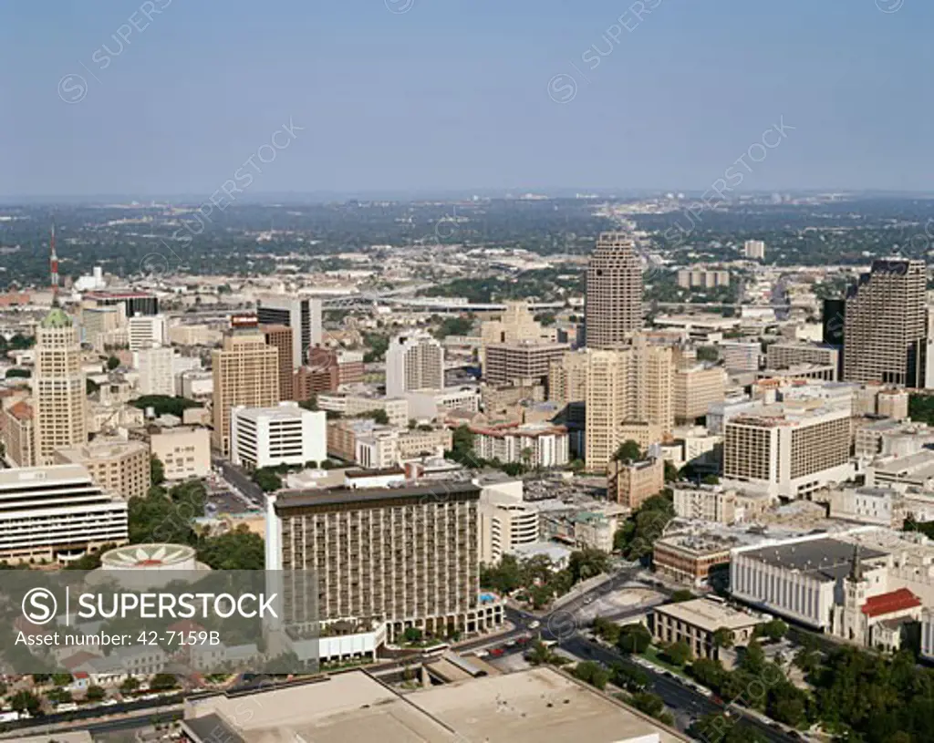 High angle view of a city, San Antonio, Texas, USA