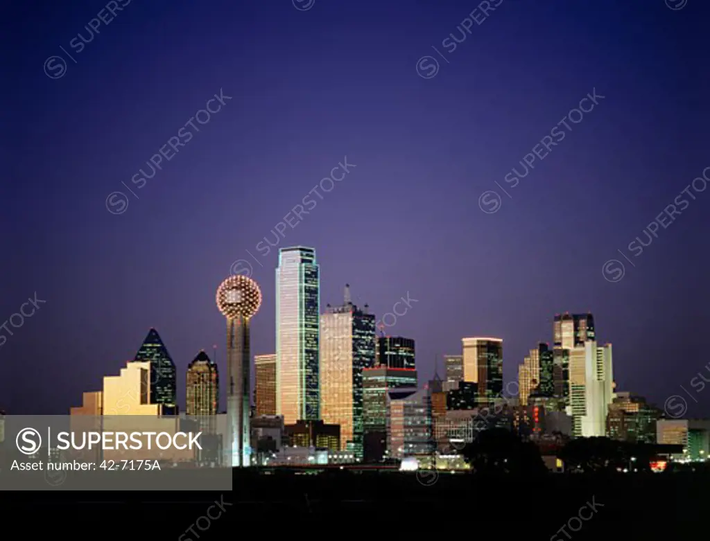 City lit up at night, Dallas, Texas, USA