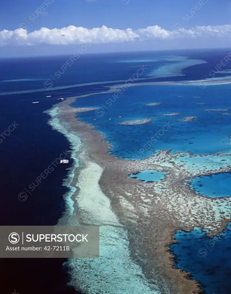 Aerial view of a coastline, Hardy Reef, Great Barrier Reef, Whitsunday Island, Australia