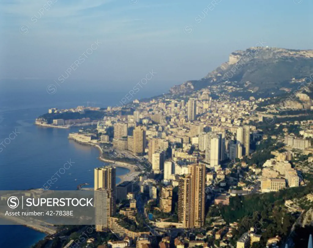 High angle view of a coastline, Monte Carlo, Monaco