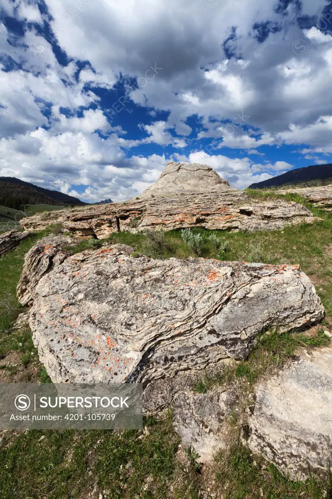 Soda Butte rock formations, Lamar Valley, Yellowstone National Park, Wyoming