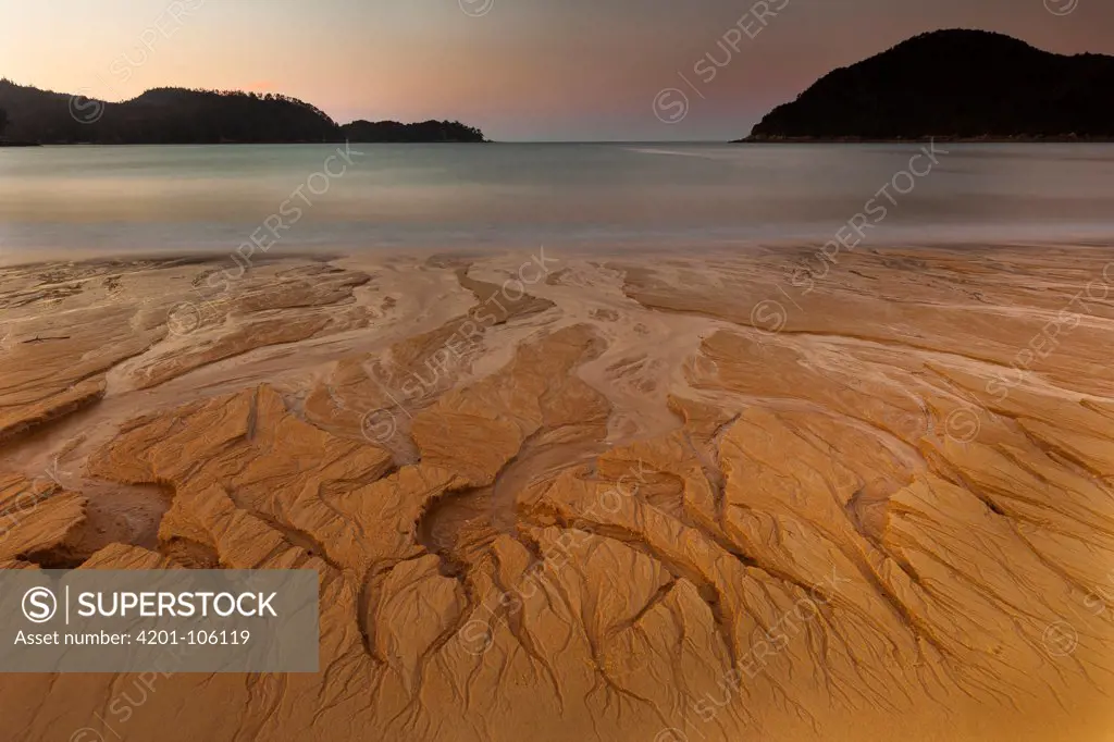 Erosion patterns on beach, Anchorage Bay, Abel Tasman National Park, New Zealand