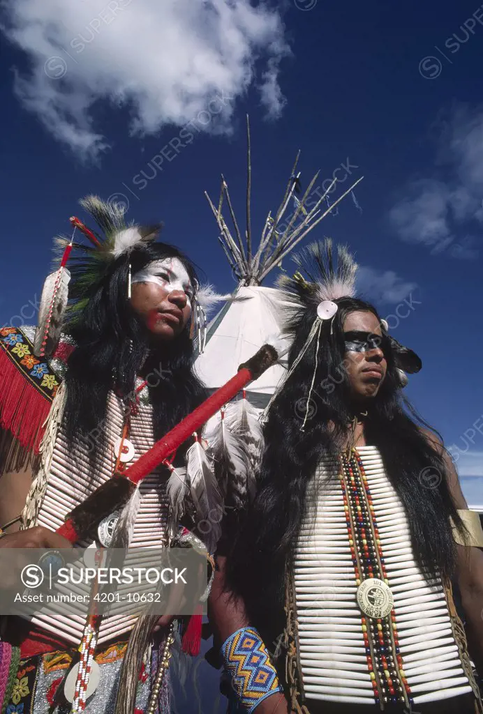 Sioux Indians in traditional dress, South Dakota