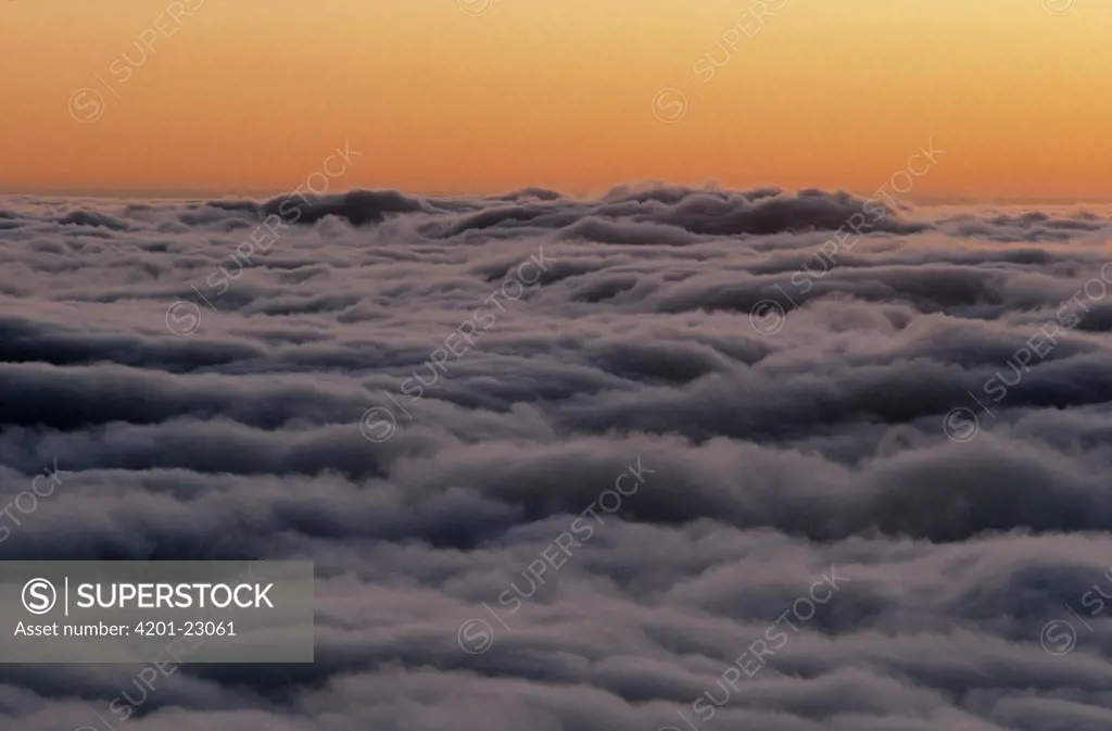 Clouds at sunset from above