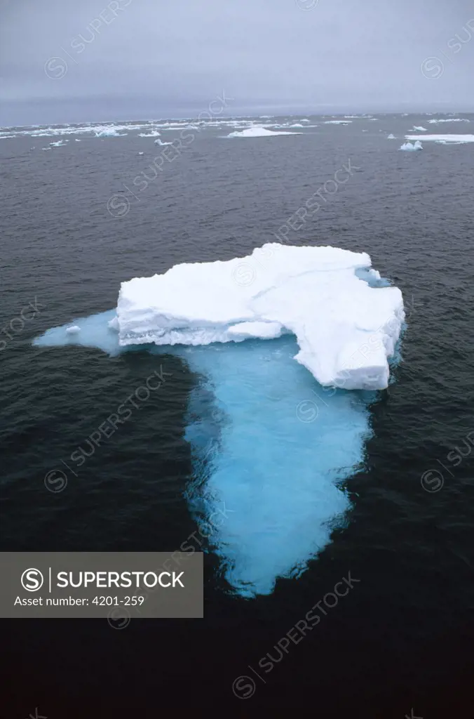 Summer pack ice floating in Barents Sea, south of Svalbard Archipelago, Norway