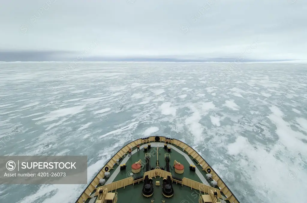 Russian icebreaker Kapitan Khlebnikov cutting through ice, Antarctica