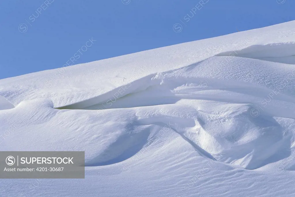 Snow cornices, forms in early spring, North Slope, Alaska