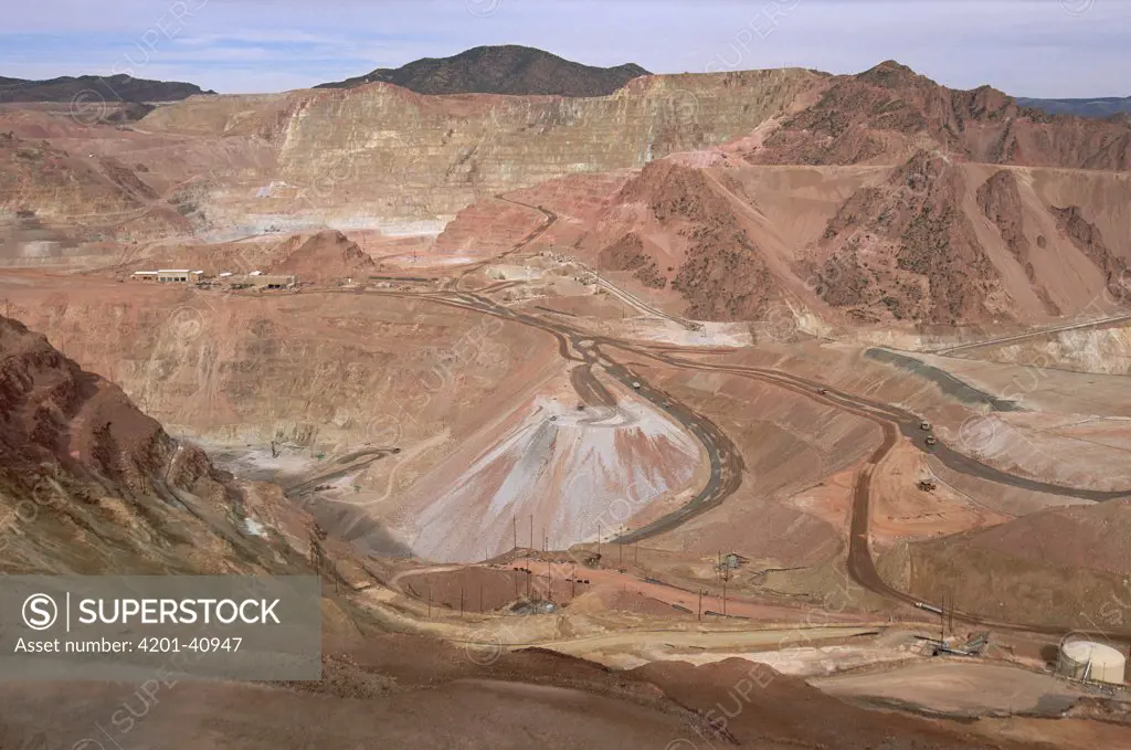 Open pit copper mine, considered the safest, Phelps Dodge Morenci mine, Morenci mining district, southern Arizona