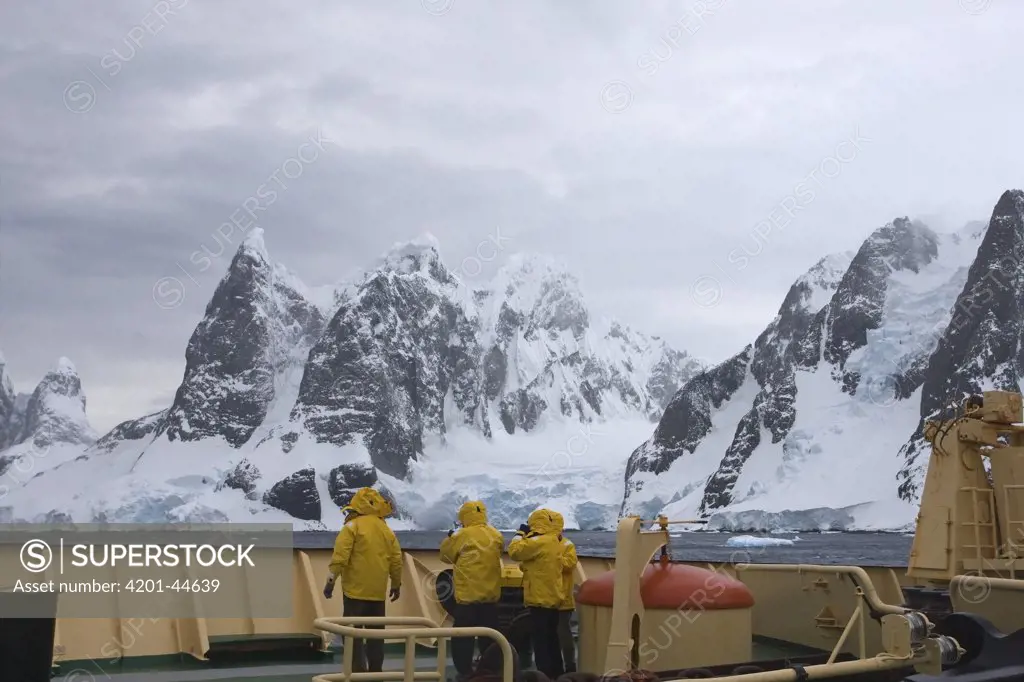 People standing on deck of the Russian icebreaker Kapitan Khlebnikov, Antarctica