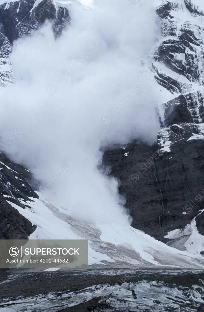 Avalanche on Paine Grande, Torres del Paine National Park, Patagonia, Chile