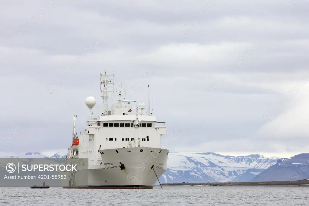 Russian vessel and zodiac, Svalbard, Norway