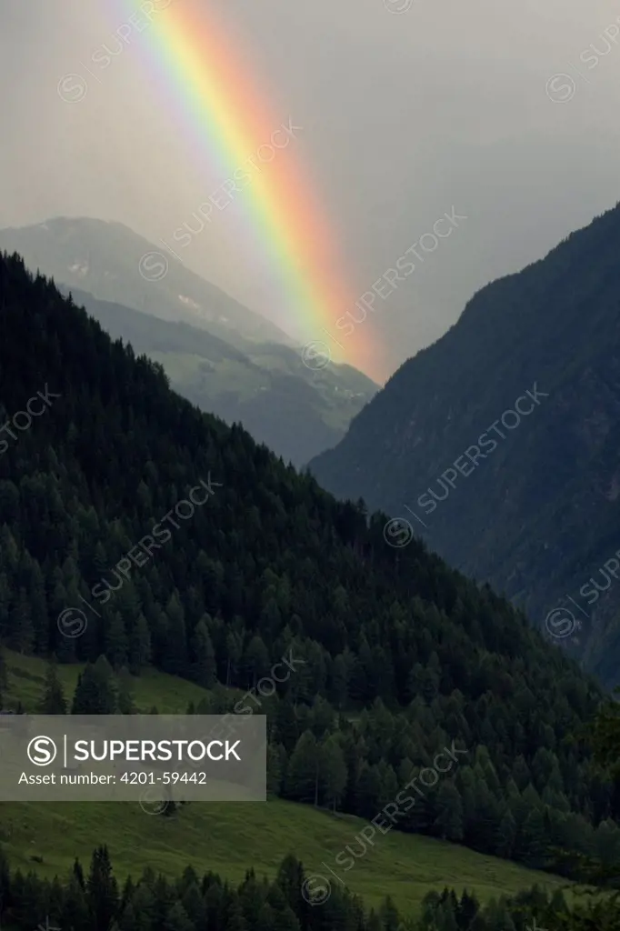 Rainbow in the mountains, Heiligenblut, Hohe Tauern National Park, Austria