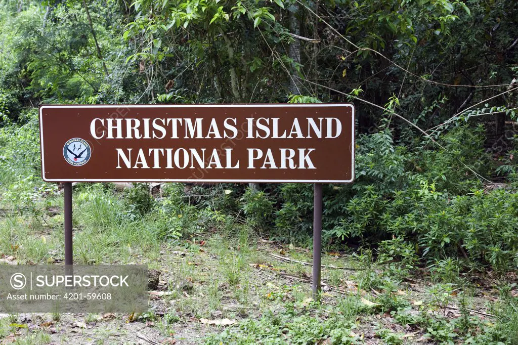Christmas Island National Park sign, Christmas Island, Australia