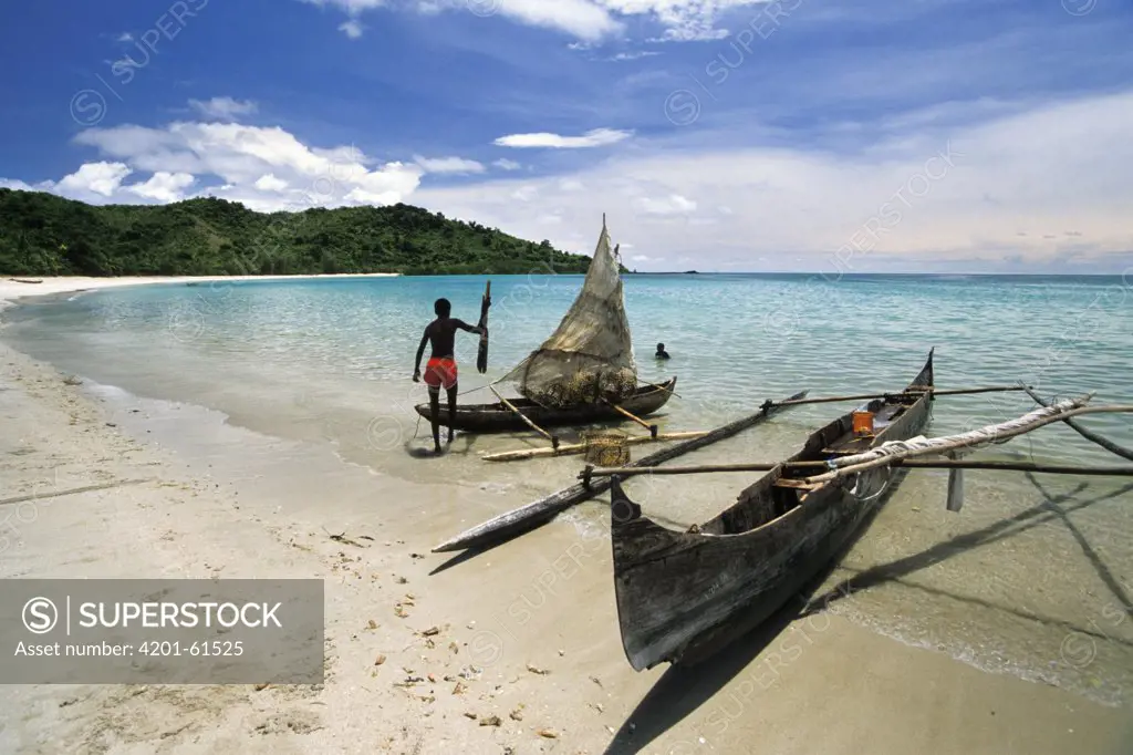 Fishing boats, pirogues on the beach, Nosy Be, Madagascar