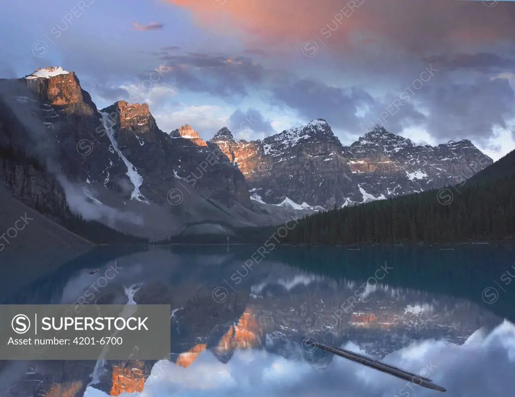 Wenkchemna Peaks reflected in Moraine Lake, Valley of Ten Peaks, Banff National Park, Alberta, Canada