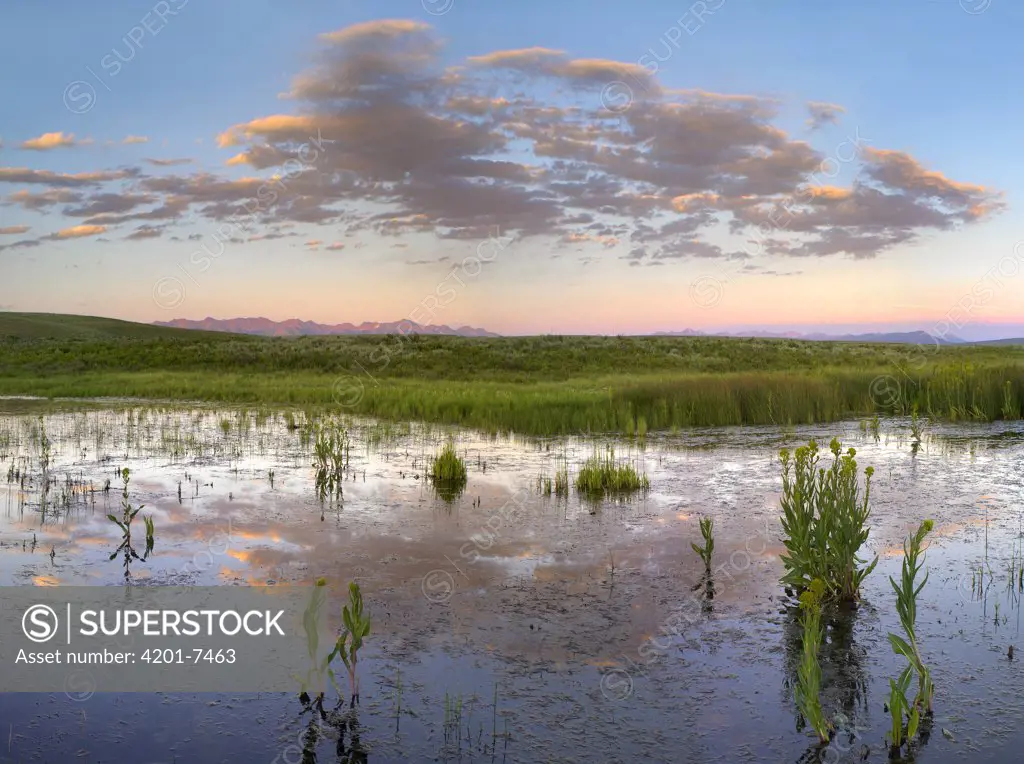 Reflection of clouds in the water, Arapaho National Wildlife Refuge, Colorado