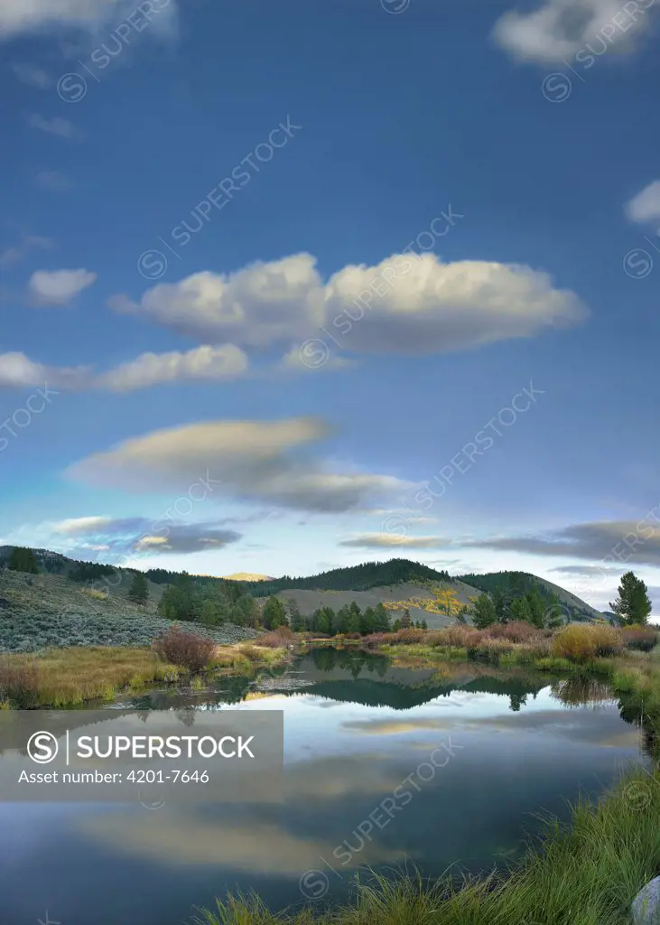 Clouds reflected in river, Salmon River Valley, Idaho