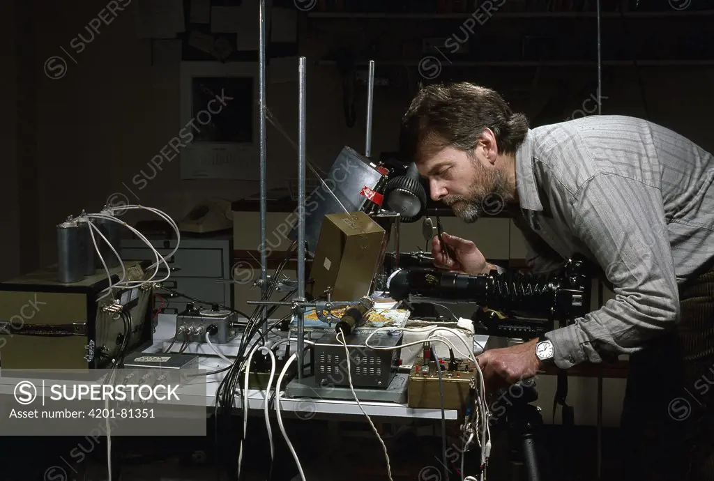 Stephen Dalton, in studio with high-speed photographic equipment