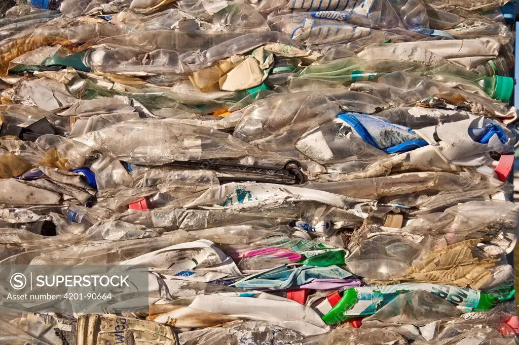 Plastic crushed at recycling plant, Kaikoura, North Canterbury, New Zealand